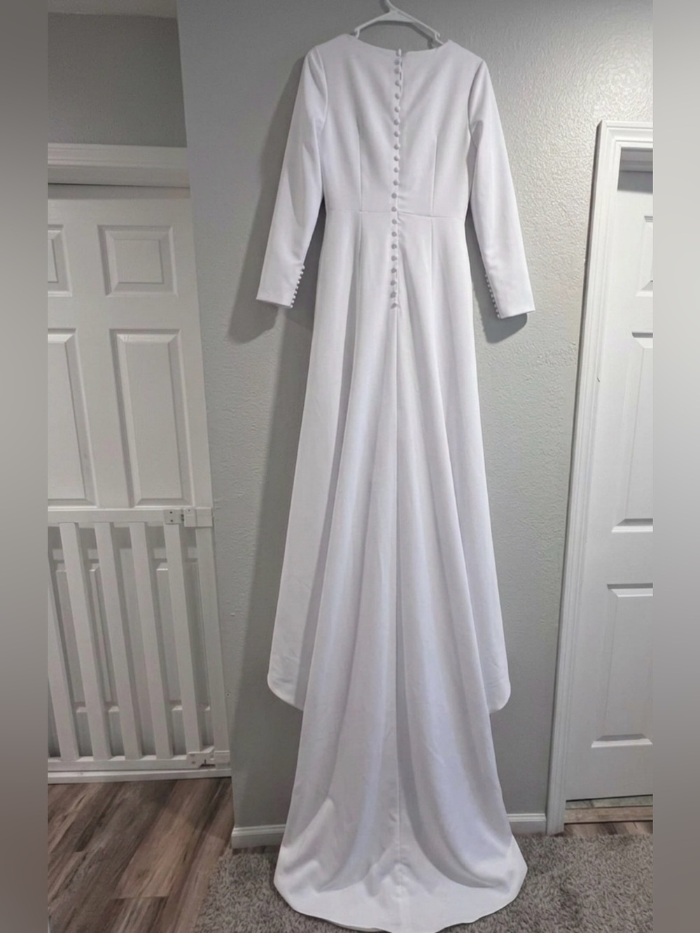 Size 10 Elegant White Long-Sleeve Wedding Gown by June Bridals